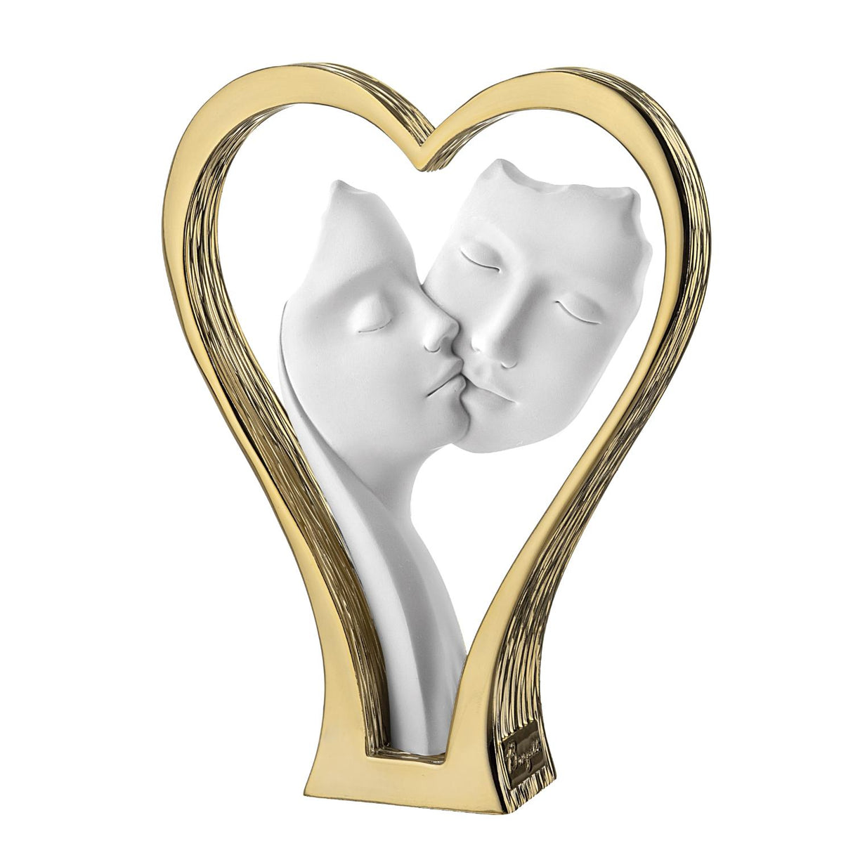 Scultura coppia cuore Bongelli Preziosi in metallo dorato 24 cm