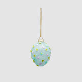 Uovo di Pasqua da appendere EDG in vetro decorato con fiori blu 8 cm