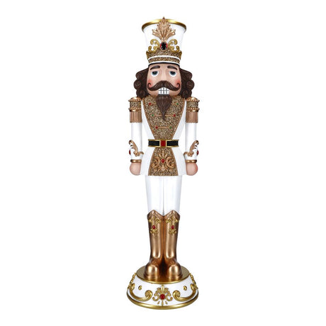 Schiaccianoci natalizio Timstor in poliresina bianco e oro 122 cm