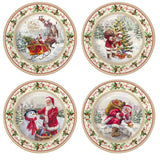 Set 4 piatti dessert Easy Life in porcellana con decoro Babbo Natale 19 cm