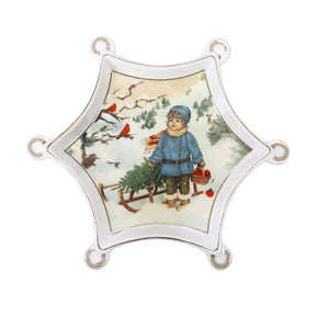 Vassoietto Cuccioli Brandani in porcellana decoro natalizio 20x20 cm