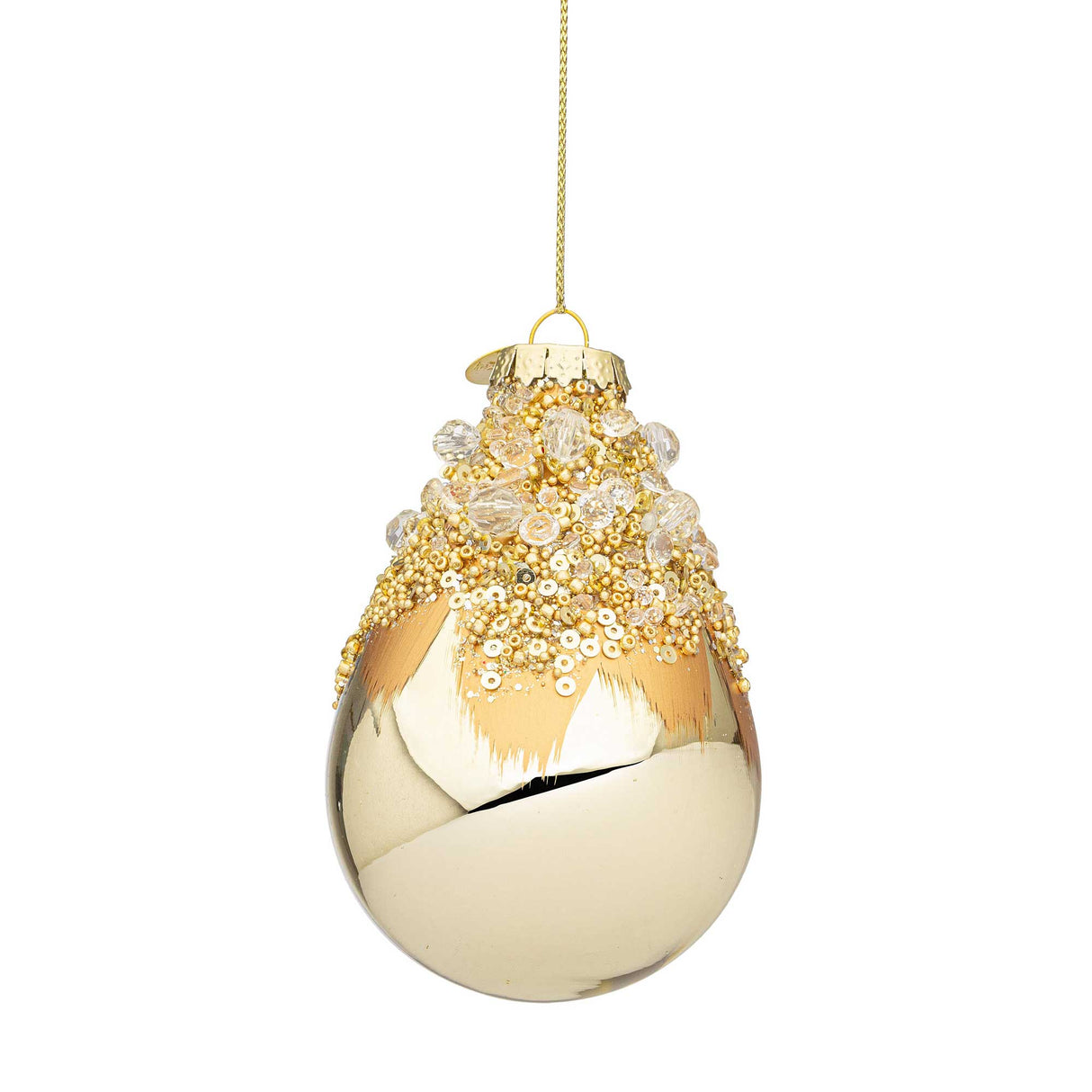 Addobbo goccia Gleeful Bizzotto in vetro color champagne 9 cm