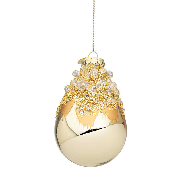 Addobbo goccia Gleeful Bizzotto in vetro color champagne 9 cm