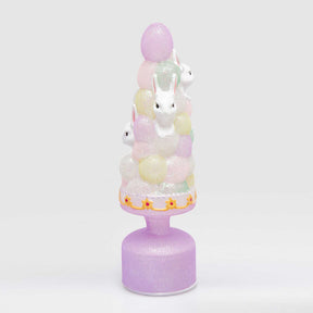 Albero Twist EDG in vetro viola con coniglietti e luci LED 33 cm