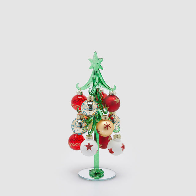 Pino decorato EDG in vetro trasparente 22x8 cm decorazione natalizia