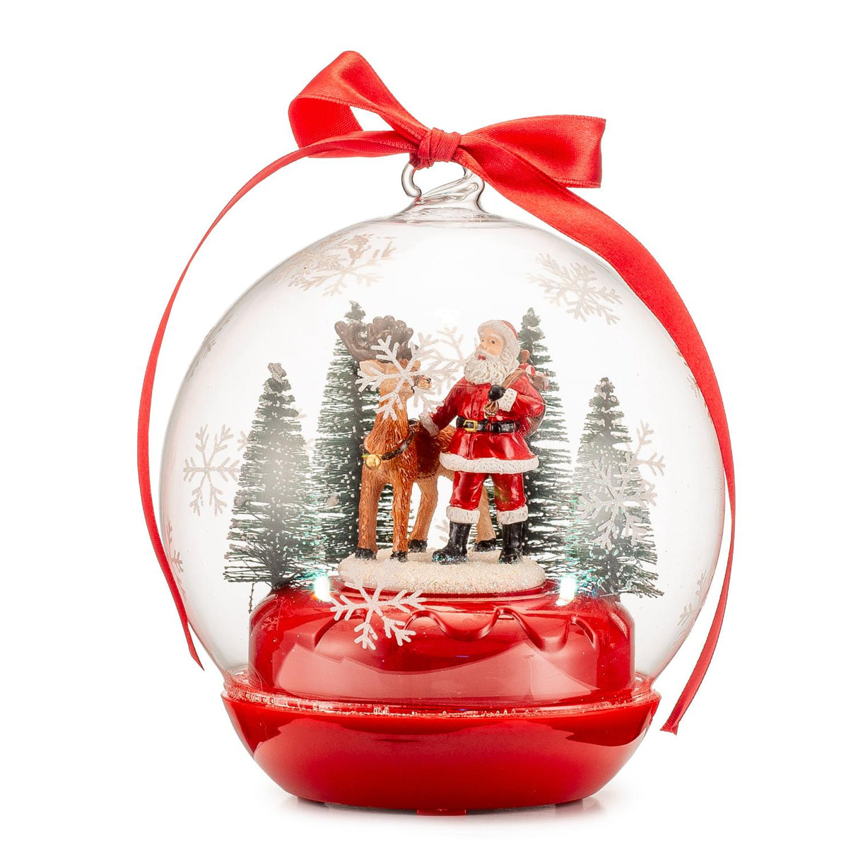 Carillon natalizio Palais Royal in vetro con Babbo Natale e LED 13x16 cm