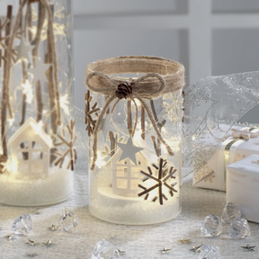 Vasetto con LED Mascagni Casa in vetro decorazione natalizia 14 cm