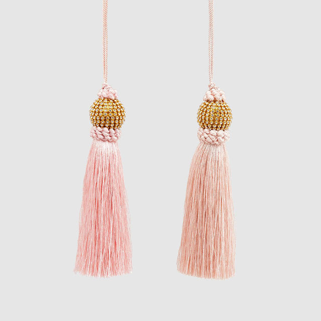 Addobbo nappa EDG in velluto rosa e oro altezza 15 cm